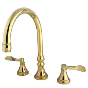 NuFrench KS2342DFL Two-Handle 3-Hole Deck Mount Roman Tub Faucet, Polished Brass