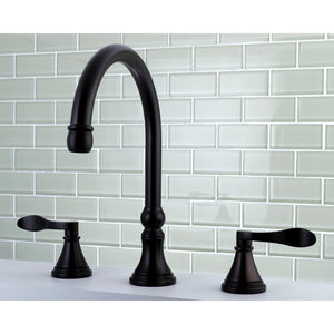 NuFrench KS2345DFL Two-Handle 3-Hole Deck Mount Roman Tub Faucet, Oil Rubbed Bronze