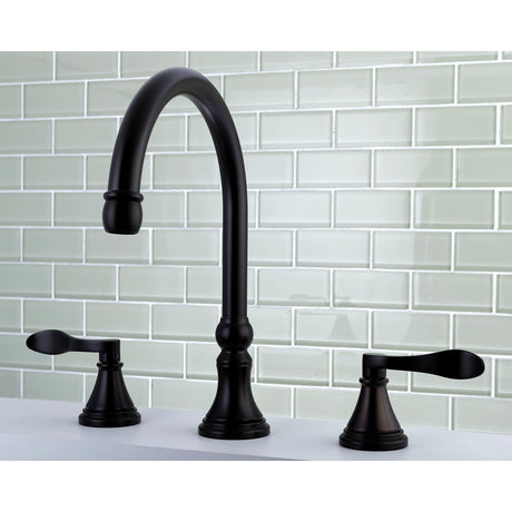 NuFrench KS2345DFL Two-Handle 3-Hole Deck Mount Roman Tub Faucet, Oil Rubbed Bronze