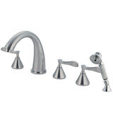Century KS23615CFL Three-Handle 5-Hole Deck Mount Roman Tub Faucet with Hand Shower, Polished Chrome