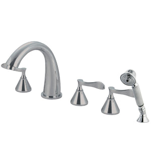 Century KS23615CFL Three-Handle 5-Hole Deck Mount Roman Tub Faucet with Hand Shower, Polished Chrome