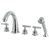 Manhattan KS23615ML Three-Handle 5-Hole Deck Mount Roman Tub Faucet with Hand Shower, Polished Chrome