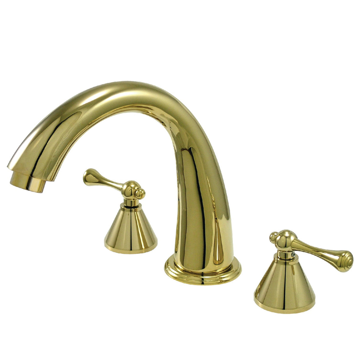 English Country KS2362BL Two-Handle 3-Hole Deck Mount Roman Tub Faucet, Polished Brass