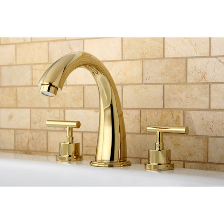 Manhattan KS2362CML Two-Handle 3-Hole Deck Mount Roman Tub Faucet, Polished Brass