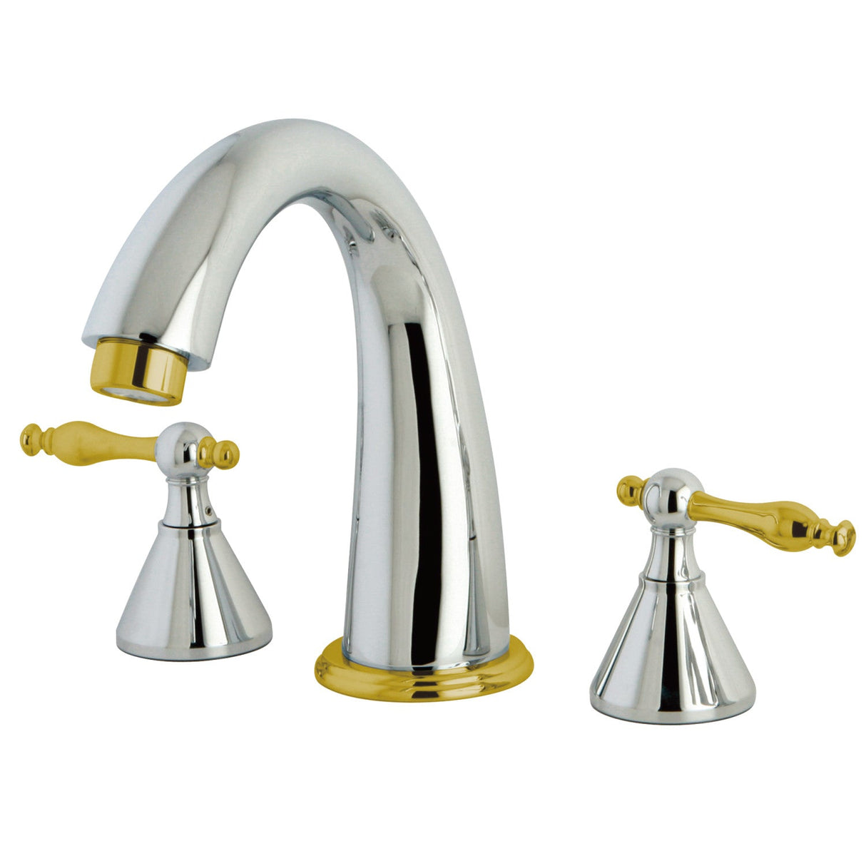 Naples KS2364NL Two-Handle 3-Hole Deck Mount Roman Tub Faucet, Polished Chrome/Polished Brass