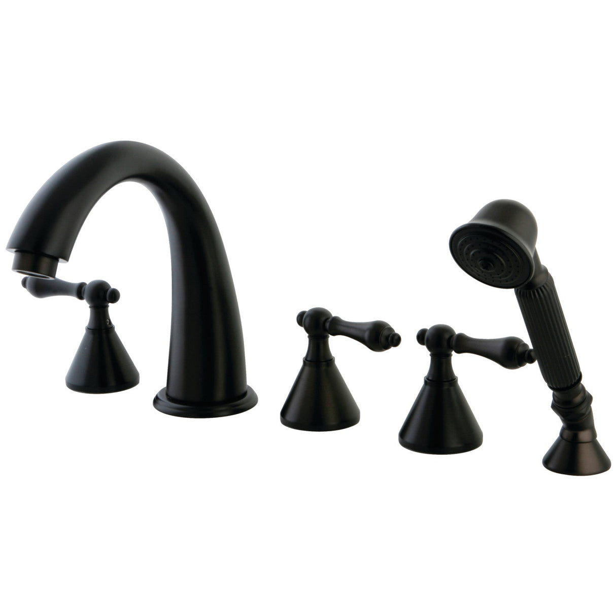 Roman KS23655AL Three-Handle 5-Hole Deck Mount Roman Tub Faucet with Hand Shower, Oil Rubbed Bronze