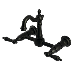 Heritage KS2440AL Two-Handle 2-Hole Wall Mount Kitchen Faucet, Matte Black