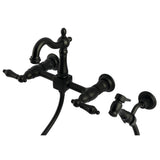 Heritage KS2440ALBS Two-Handle 3-Hole Wall Mount Kitchen Faucet, Matte Black