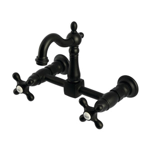 Heritage KS2440AX Two-Handle 2-Hole Wall Mount Kitchen Faucet, Matte Black