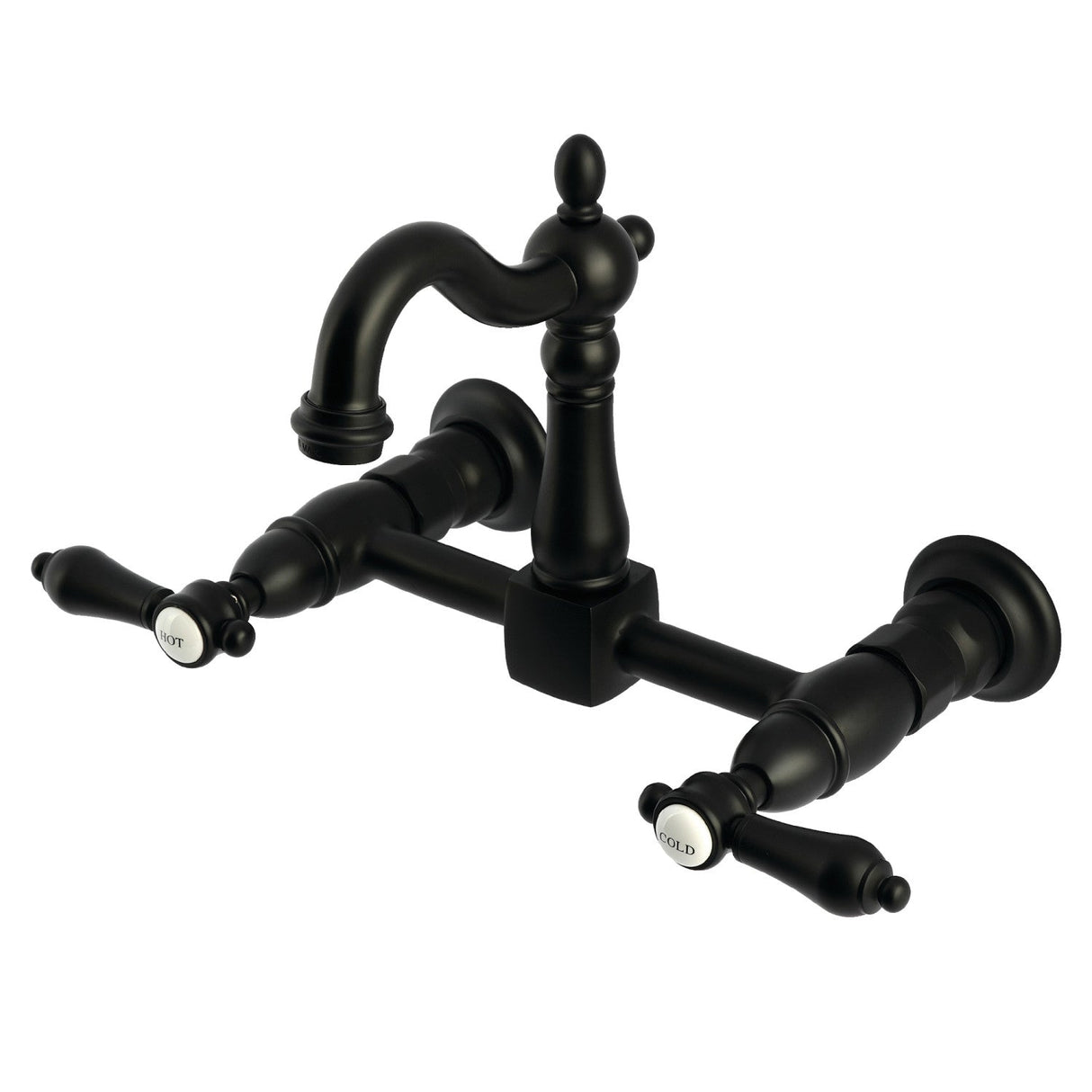Heirloom KS2440BAL Two-Handle 2-Hole Wall Mount Kitchen Faucet, Matte Black
