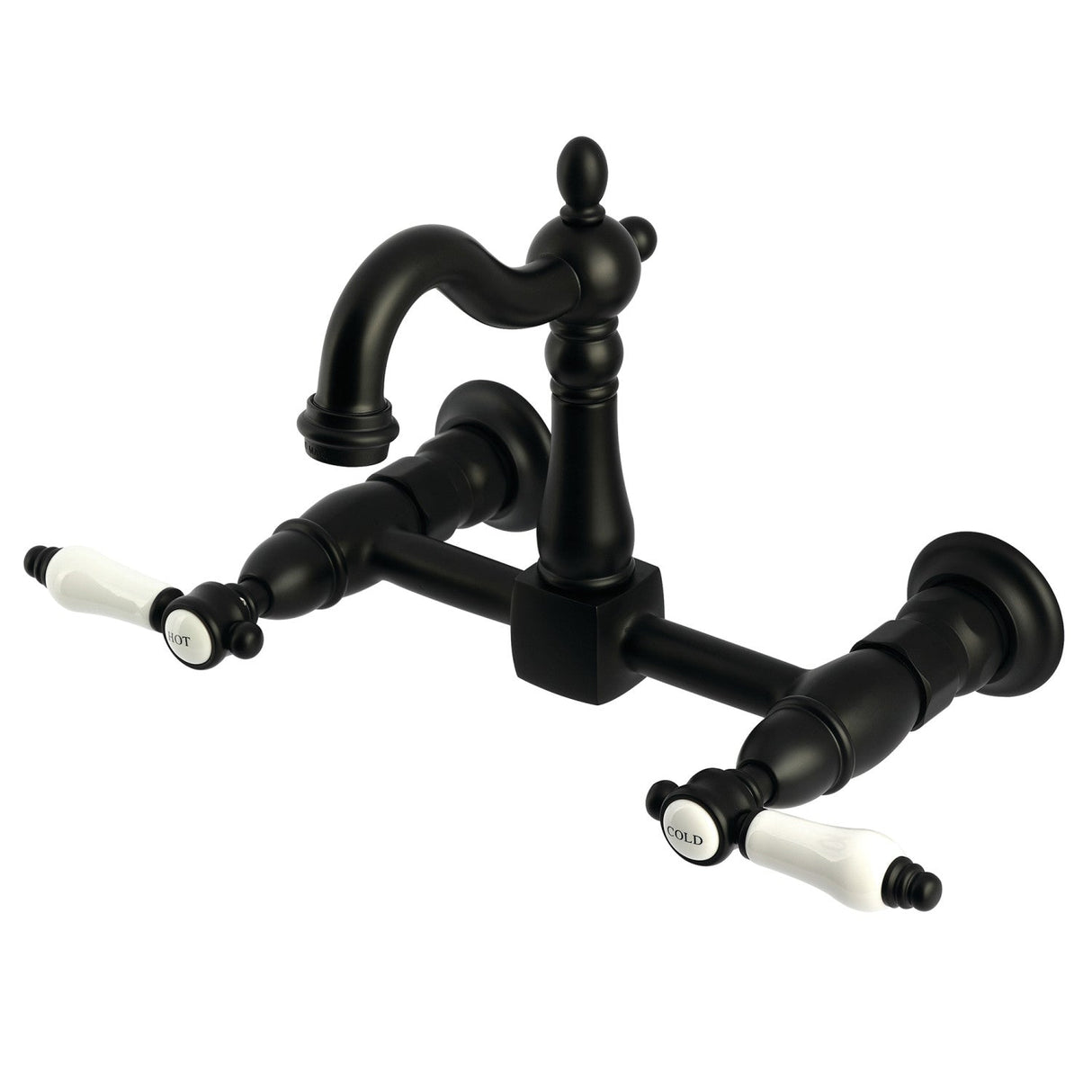 Bel-Air KS2440BPL Two-Handle 2-Hole Wall Mount Kitchen Faucet, Matte Black