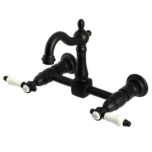 Bel-Air KS2440BPL Two-Handle 2-Hole Wall Mount Kitchen Faucet, Matte Black