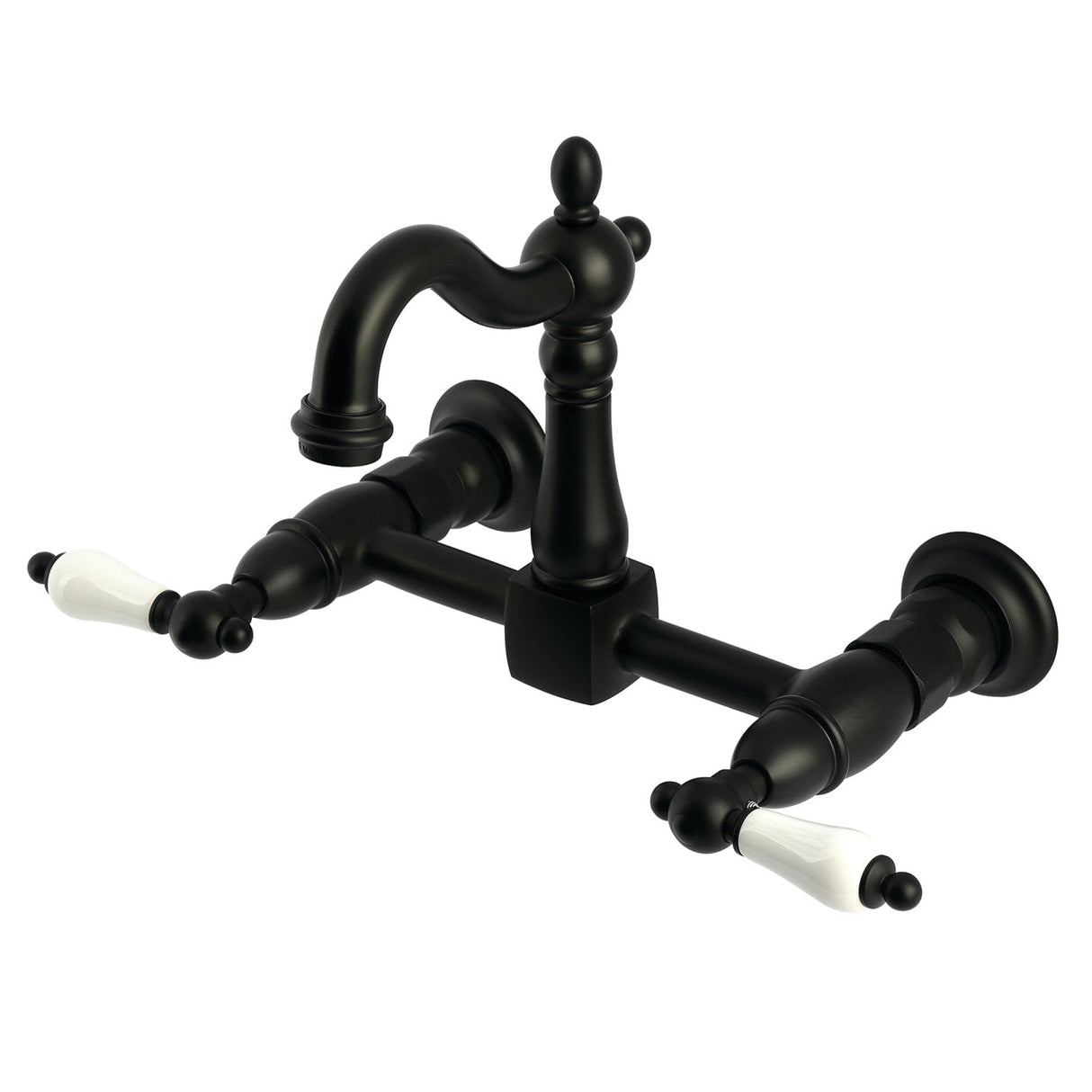Heritage KS2440PL Two-Handle 2-Hole Wall Mount Kitchen Faucet, Matte Black