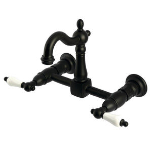 Heritage KS2440PL Two-Handle 2-Hole Wall Mount Kitchen Faucet, Matte Black