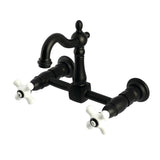 Heritage KS2440PX Two-Handle 2-Hole Wall Mount Kitchen Faucet, Matte Black