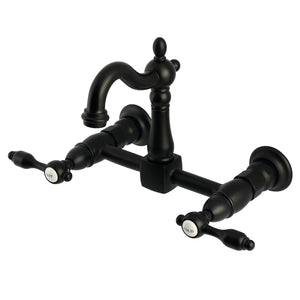 Tudor KS2440TAL Two-Handle 2-Hole Wall Mount Kitchen Faucet, Matte Black