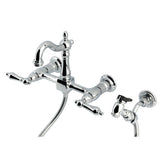 Heritage KS2441ALBS Two-Handle 3-Hole Wall Mount Kitchen Faucet, Polished Chrome