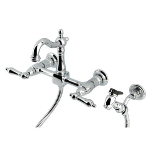 Heritage KS2441ALBS Two-Handle 3-Hole Wall Mount Kitchen Faucet, Polished Chrome