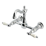 Heritage KS2441PL Two-Handle 2-Hole Wall Mount Kitchen Faucet, Polished Chrome