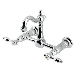 Tudor KS2441TAL Two-Handle 2-Hole Wall Mount Kitchen Faucet, Polished Chrome