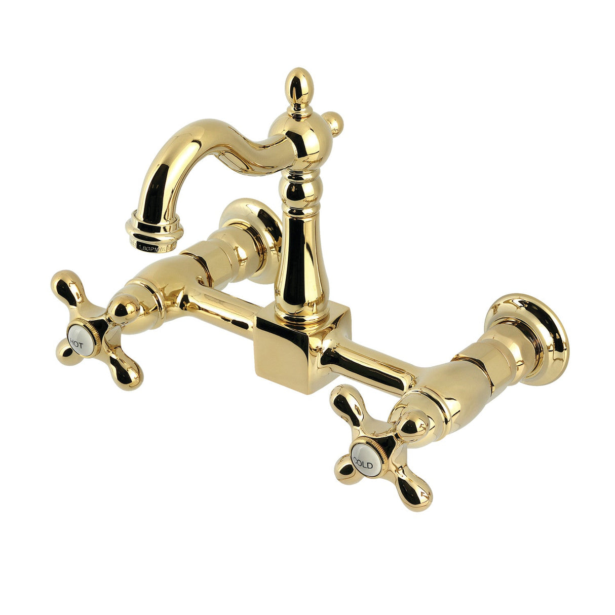 Heritage KS2442AX Two-Handle 2-Hole Wall Mount Kitchen Faucet, Polished Brass