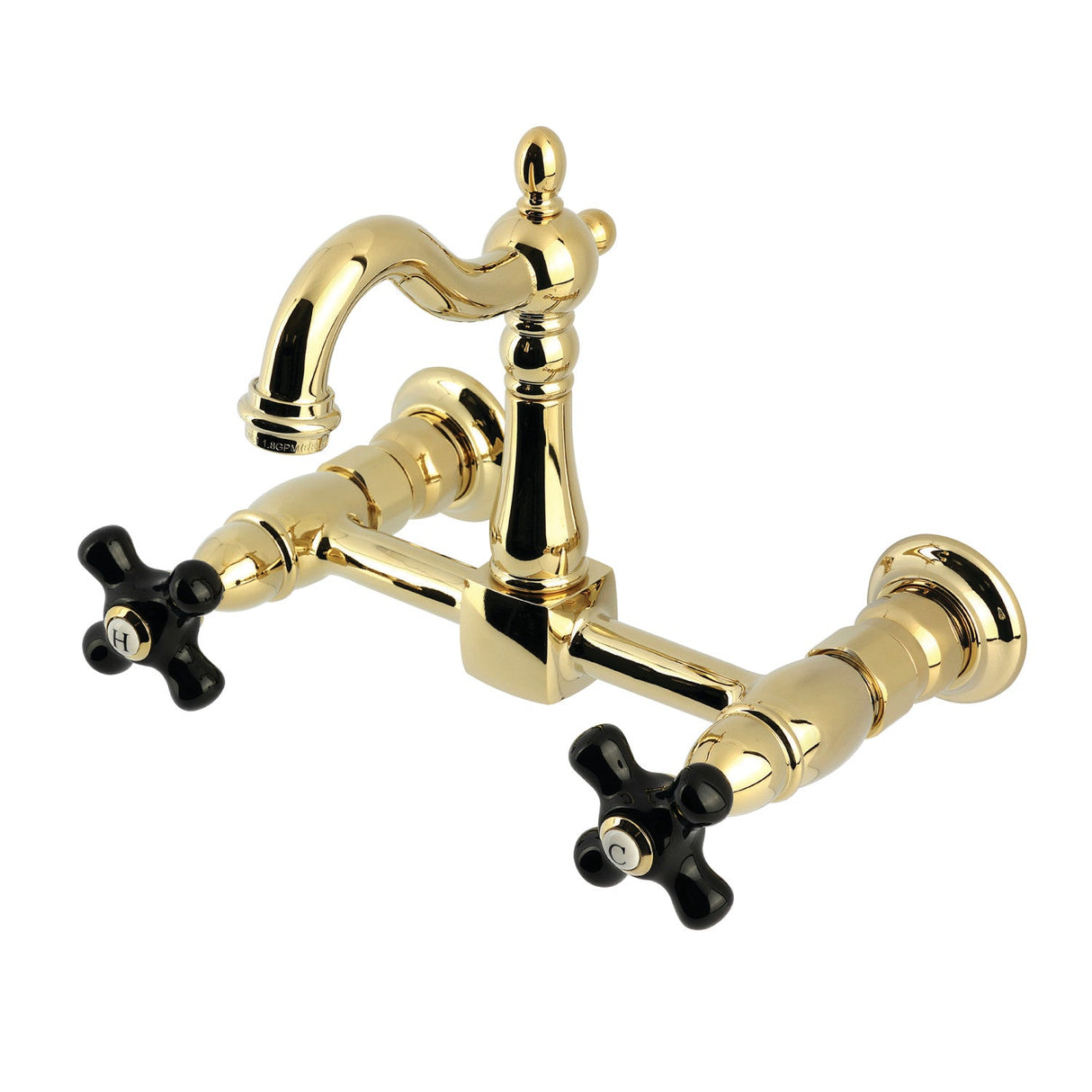 Duchess KS2442PKX Two-Handle 2-Hole Wall Mount Kitchen Faucet, Polished Brass