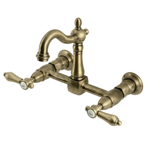 Heirloom KS2443BAL Two-Handle 2-Hole Wall Mount Kitchen Faucet, Antique Brass