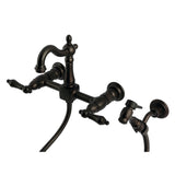 Heritage KS2445ALBS Two-Handle 3-Hole Wall Mount Kitchen Faucet, Oil Rubbed Bronze