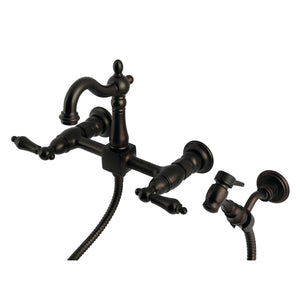 Heritage KS2445ALBS Two-Handle 3-Hole Wall Mount Kitchen Faucet, Oil Rubbed Bronze