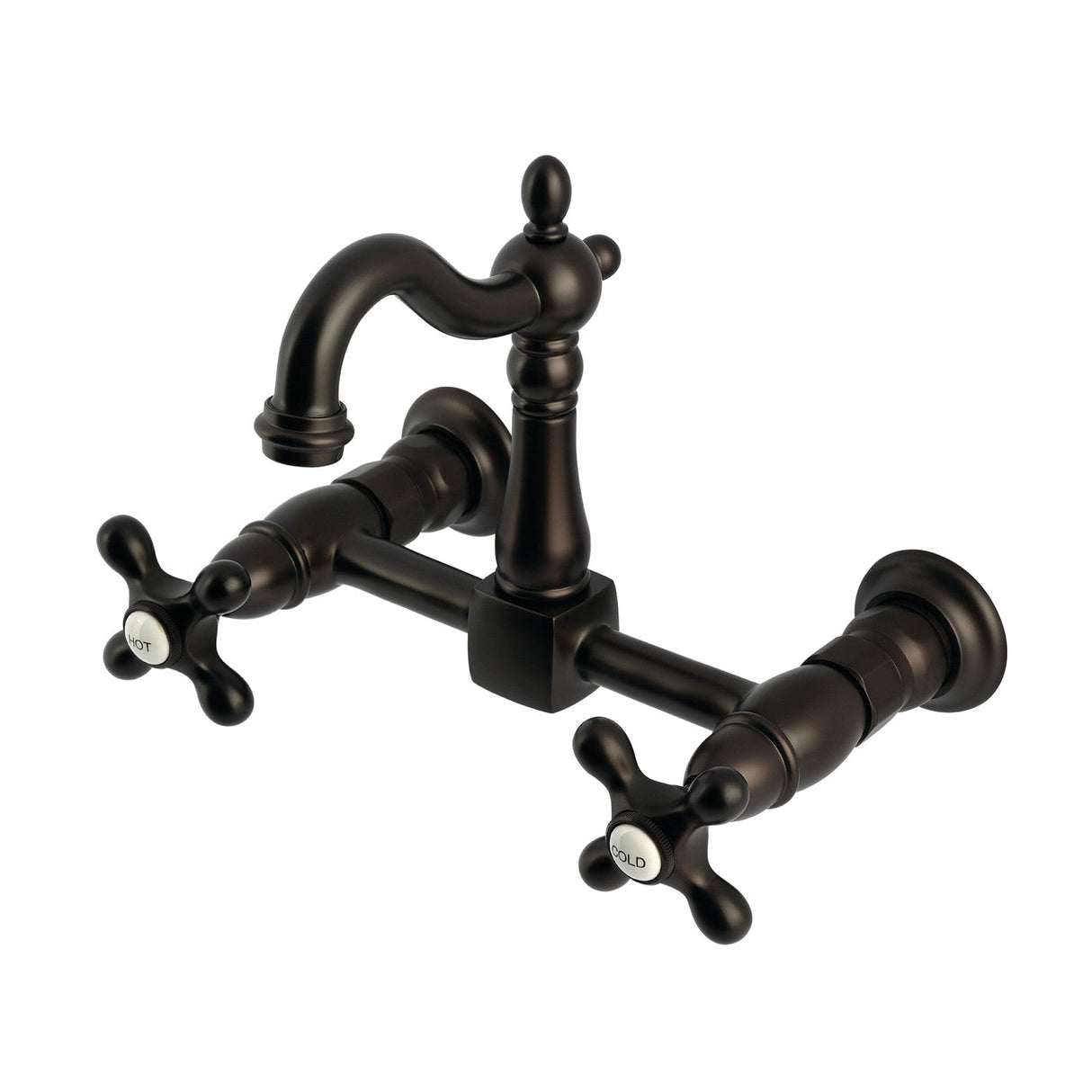 Heritage KS2445AX Two-Handle 2-Hole Wall Mount Kitchen Faucet, Oil Rubbed Bronze