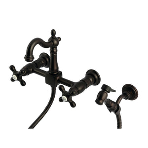 Heritage KS2445AXBS Two-Handle 3-Hole Wall Mount Kitchen Faucet, Oil Rubbed Bronze