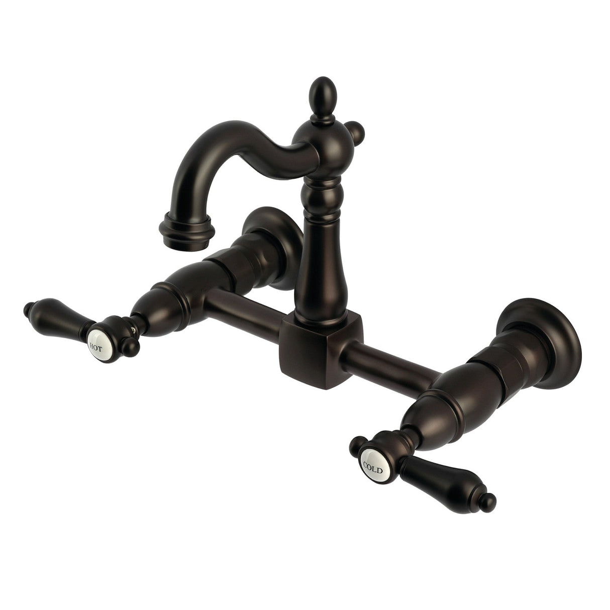 Heirloom KS2445BAL Two-Handle 2-Hole Wall Mount Kitchen Faucet, Oil Rubbed Bronze
