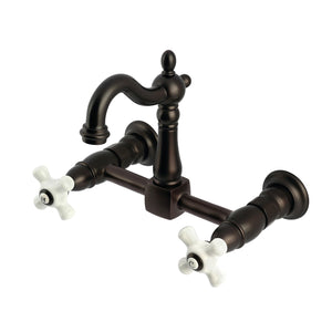 Heritage KS2445PX Two-Handle 2-Hole Wall Mount Kitchen Faucet, Oil Rubbed Bronze