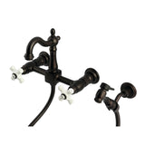 Heritage KS2445PXBS Two-Handle 3-Hole Wall Mount Kitchen Faucet, Oil Rubbed Bronze