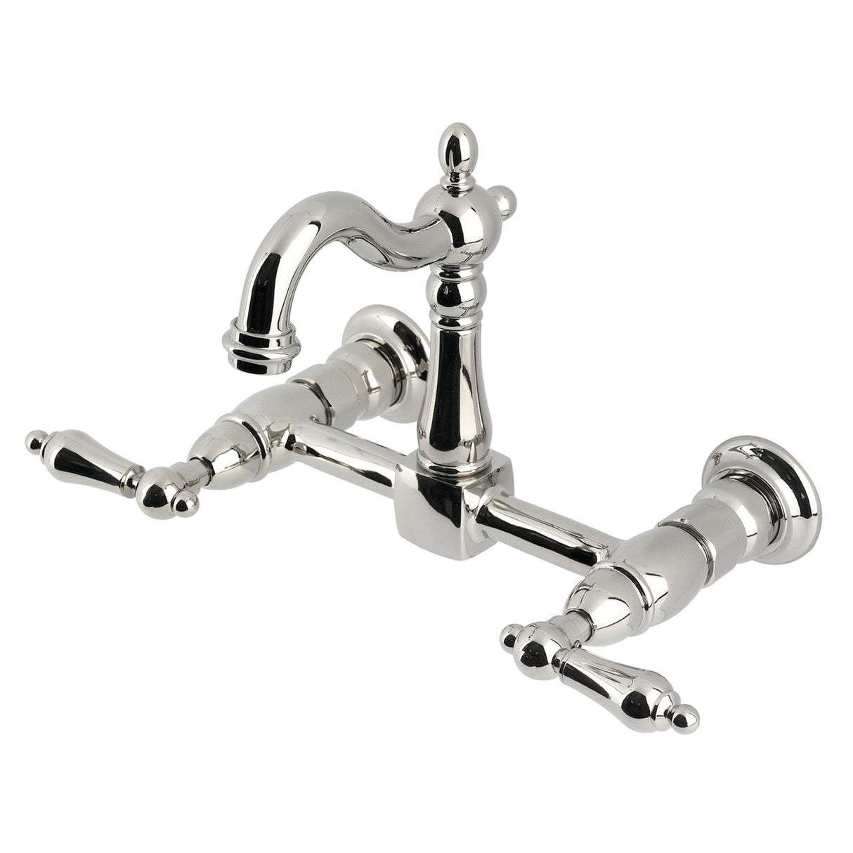 Heritage KS2446AL Two-Handle 2-Hole Wall Mount Kitchen Faucet, Polished Nickel