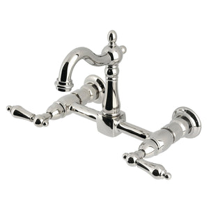 Heritage KS2446AL Two-Handle 2-Hole Wall Mount Kitchen Faucet, Polished Nickel