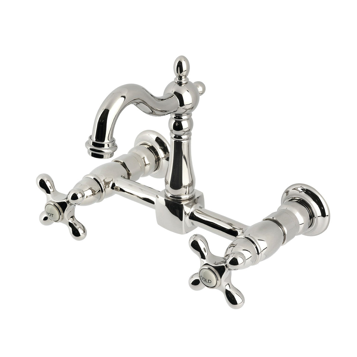 Heritage KS2446AX Two-Handle 2-Hole Wall Mount Kitchen Faucet, Polished Nickel