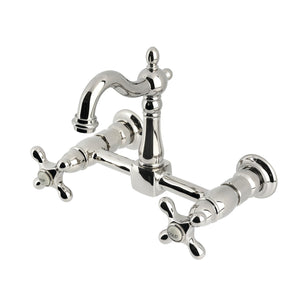 Heritage KS2446AX Two-Handle 2-Hole Wall Mount Kitchen Faucet, Polished Nickel