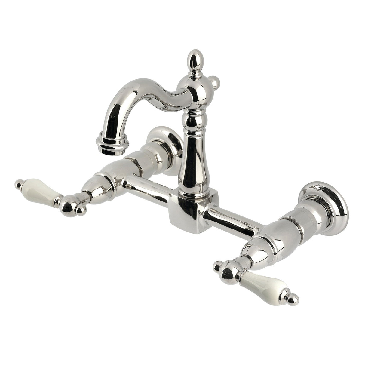 Heritage KS2446PL Two-Handle 2-Hole Wall Mount Kitchen Faucet, Polished Nickel