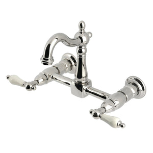Heritage KS2446PL Two-Handle 2-Hole Wall Mount Kitchen Faucet, Polished Nickel