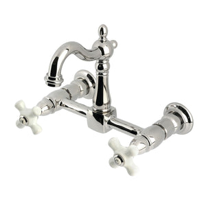 Heritage KS2446PX Two-Handle 2-Hole Wall Mount Kitchen Faucet, Polished Nickel