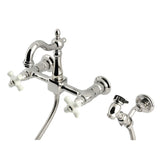 Heritage KS2446PXBS Two-Handle 3-Hole Wall Mount Kitchen Faucet, Polished Nickel