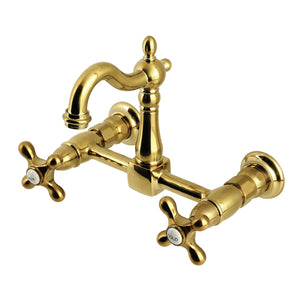 Heritage KS2447AX Two-Handle 2-Hole Wall Mount Kitchen Faucet, Brushed Brass