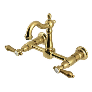 Heirloom KS2447BAL Two-Handle 2-Hole Wall Mount Kitchen Faucet, Brushed Brass