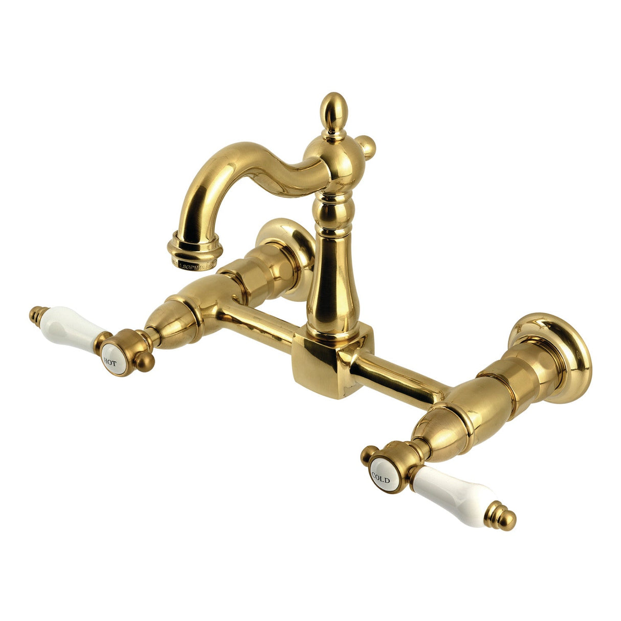 Bel-Air KS2447BPL Two-Handle 2-Hole Wall Mount Kitchen Faucet, Brushed Brass