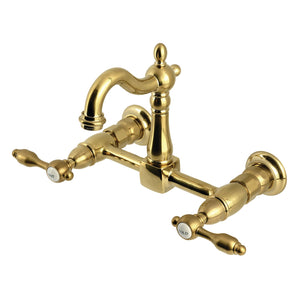 Tudor KS2447TAL Two-Handle 2-Hole Wall Mount Kitchen Faucet, Brushed Brass