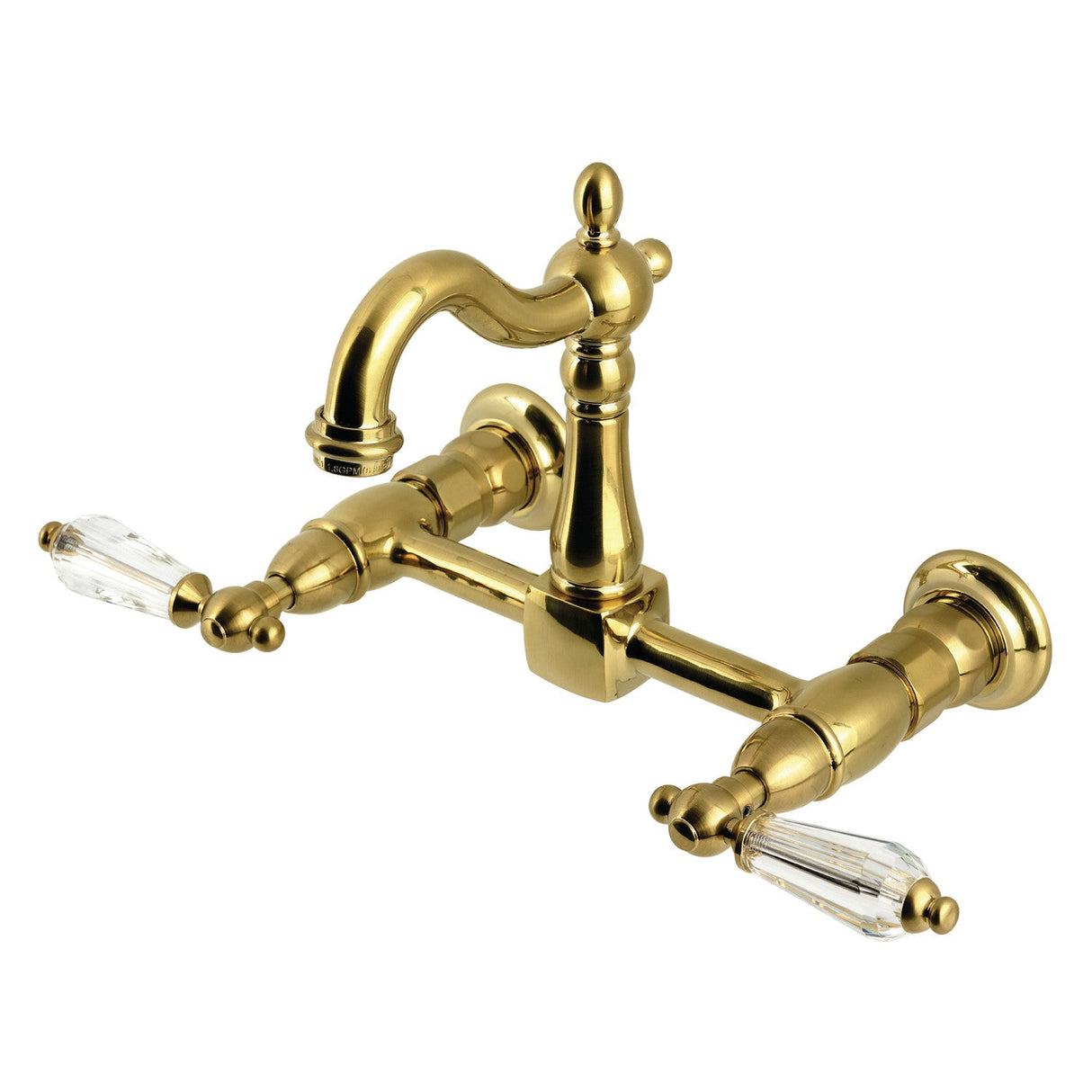 Willshire KS2447WLL Two-Handle 2-Hole Wall Mount Kitchen Faucet, Brushed Brass