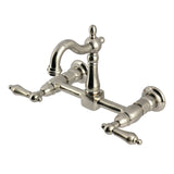 Heritage KS2448AL Two-Handle 2-Hole Wall Mount Kitchen Faucet, Brushed Nickel