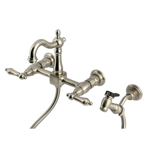 Heritage KS2448ALBS Two-Handle 3-Hole Wall Mount Kitchen Faucet, Brushed Nickel