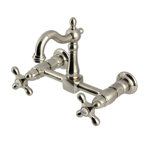 Heritage KS2448AX Two-Handle 2-Hole Wall Mount Kitchen Faucet, Brushed Nickel